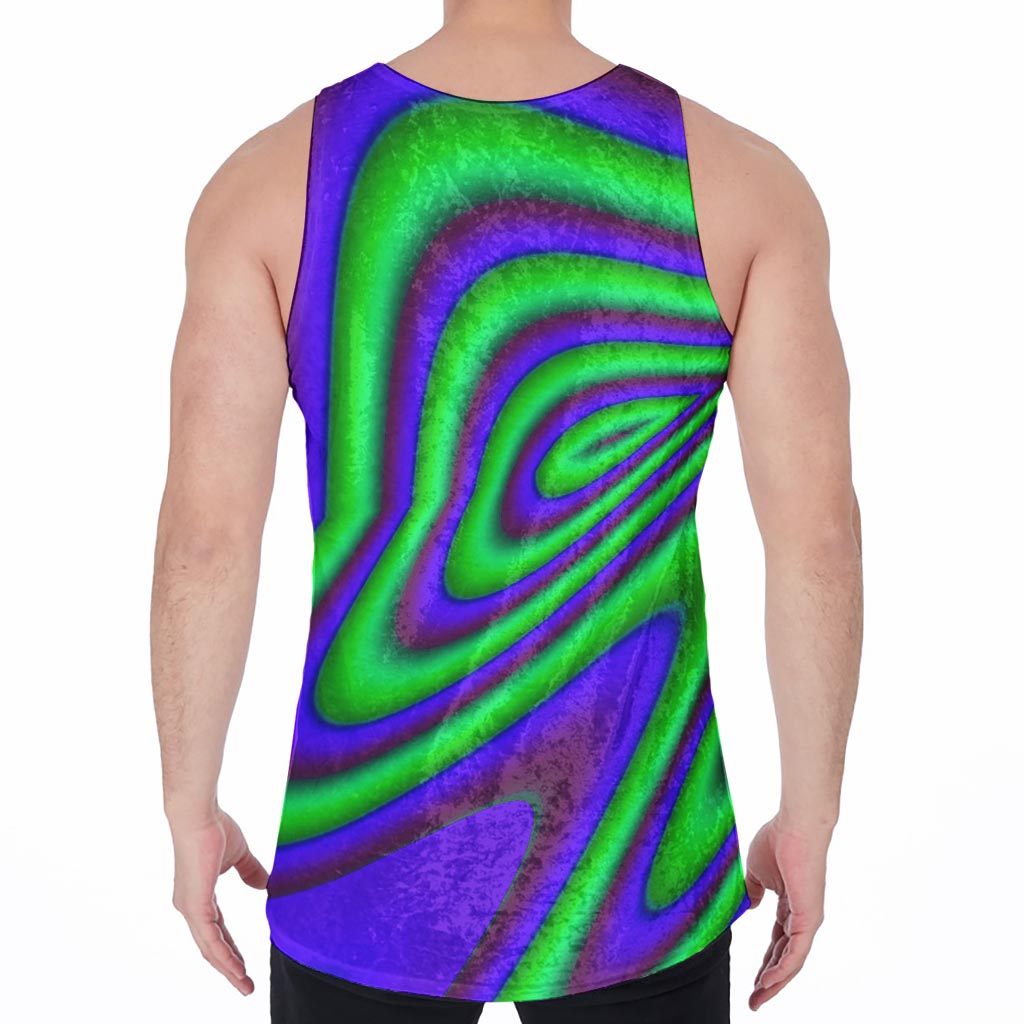 Purple Green Psychedelic Trippy Print Men's Velvet Tank Top