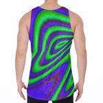 Purple Green Psychedelic Trippy Print Men's Velvet Tank Top