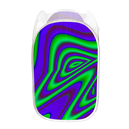 Purple Green Psychedelic Trippy Print Mesh Laundry Hamper