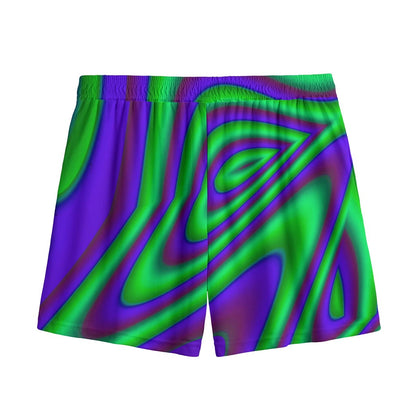 Purple Green Psychedelic Trippy Print Mesh Shorts
