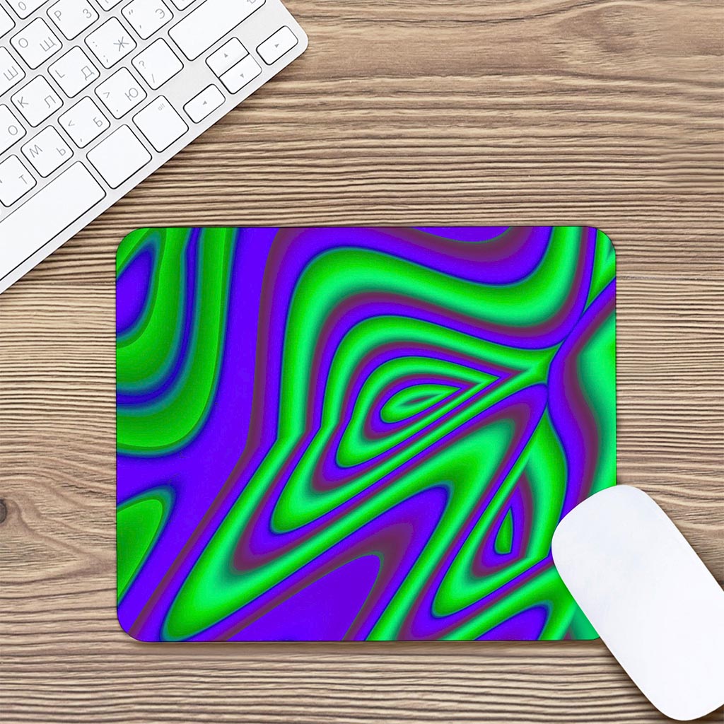 Purple Green Psychedelic Trippy Print Mouse Pad