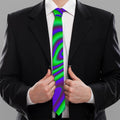 Purple Green Psychedelic Trippy Print Necktie