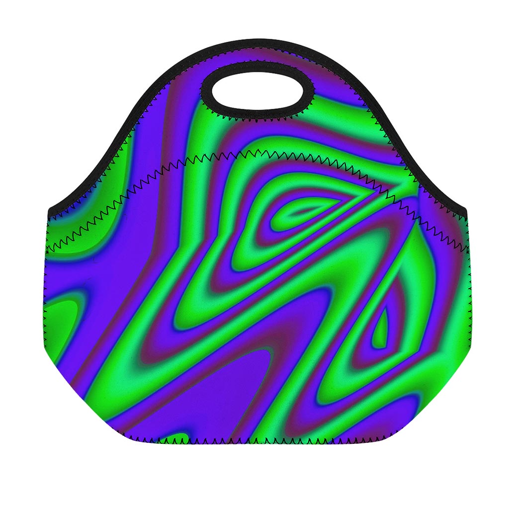 Purple Green Psychedelic Trippy Print Neoprene Lunch Bag