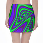 Purple Green Psychedelic Trippy Print Pencil Mini Skirt