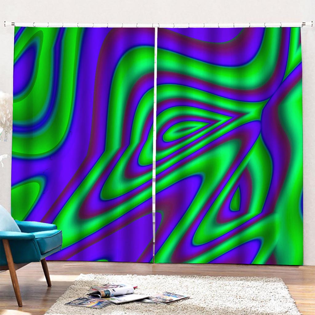 Purple Green Psychedelic Trippy Print Pencil Pleat Curtains
