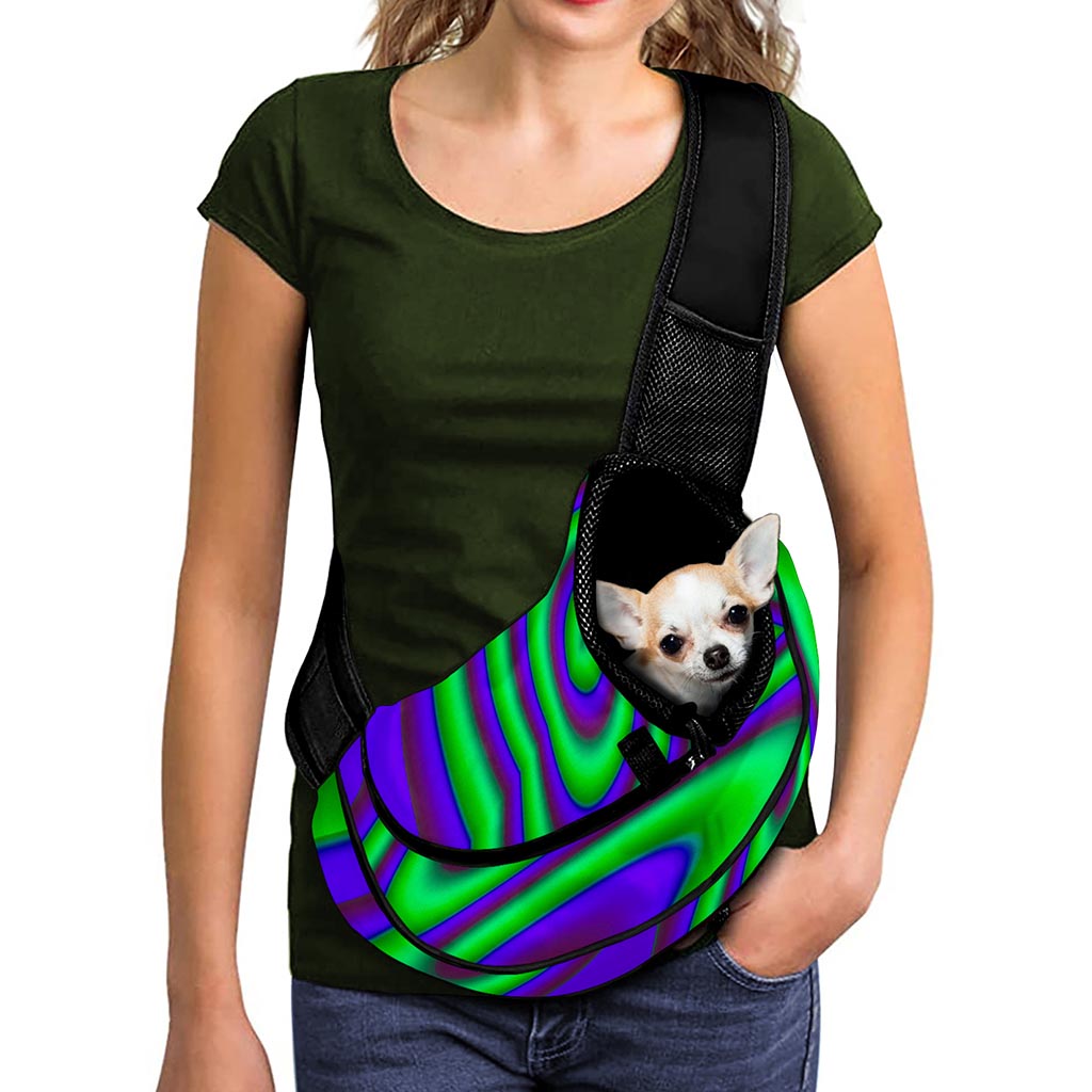 Purple Green Psychedelic Trippy Print Pet Sling Carrier