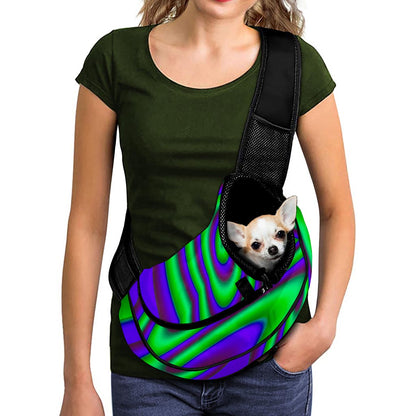 Purple Green Psychedelic Trippy Print Pet Sling Carrier