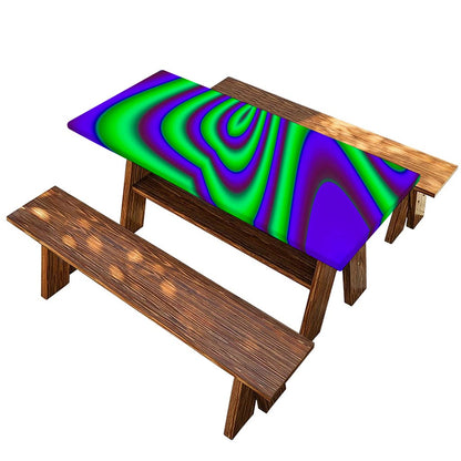 Purple Green Psychedelic Trippy Print Picnic Table Cover