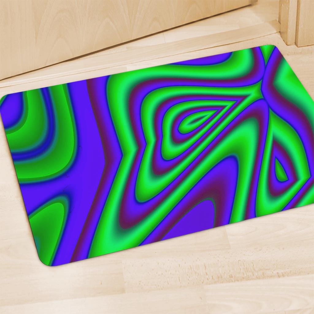 Purple Green Psychedelic Trippy Print Polyester Doormat