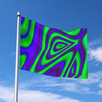 Purple Green Psychedelic Trippy Print Polyester Flag