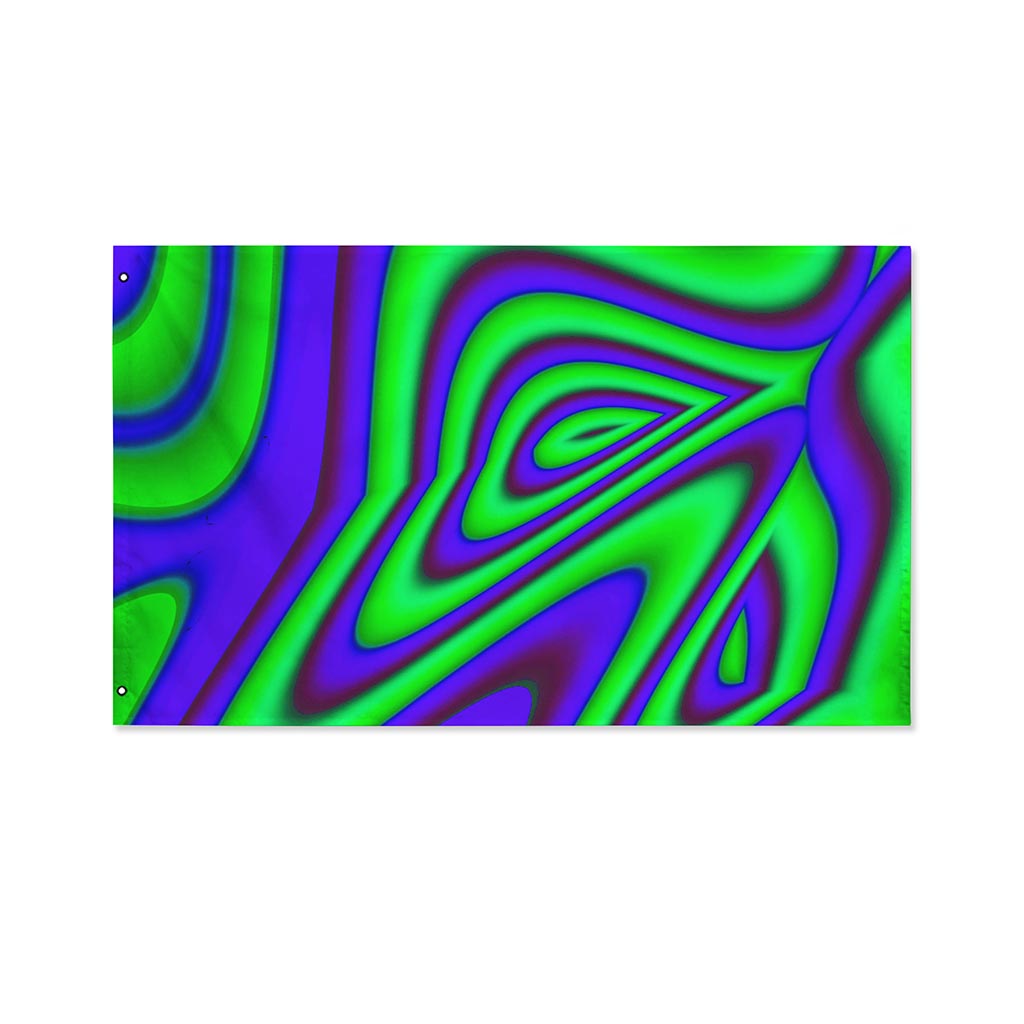 Purple Green Psychedelic Trippy Print Polyester Flag