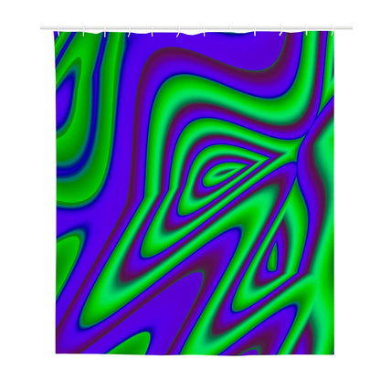 Purple Green Psychedelic Trippy Print Polyester Shower Curtain