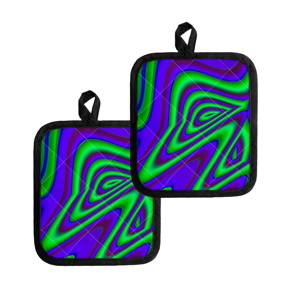 Purple Green Psychedelic Trippy Print Pot Holders