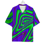 Purple Green Psychedelic Trippy Print Rayon Hawaiian Shirt