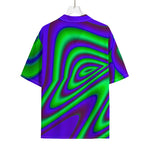 Purple Green Psychedelic Trippy Print Rayon Hawaiian Shirt