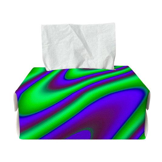 Purple Green Psychedelic Trippy Print Rectangle Tissue Box Cover