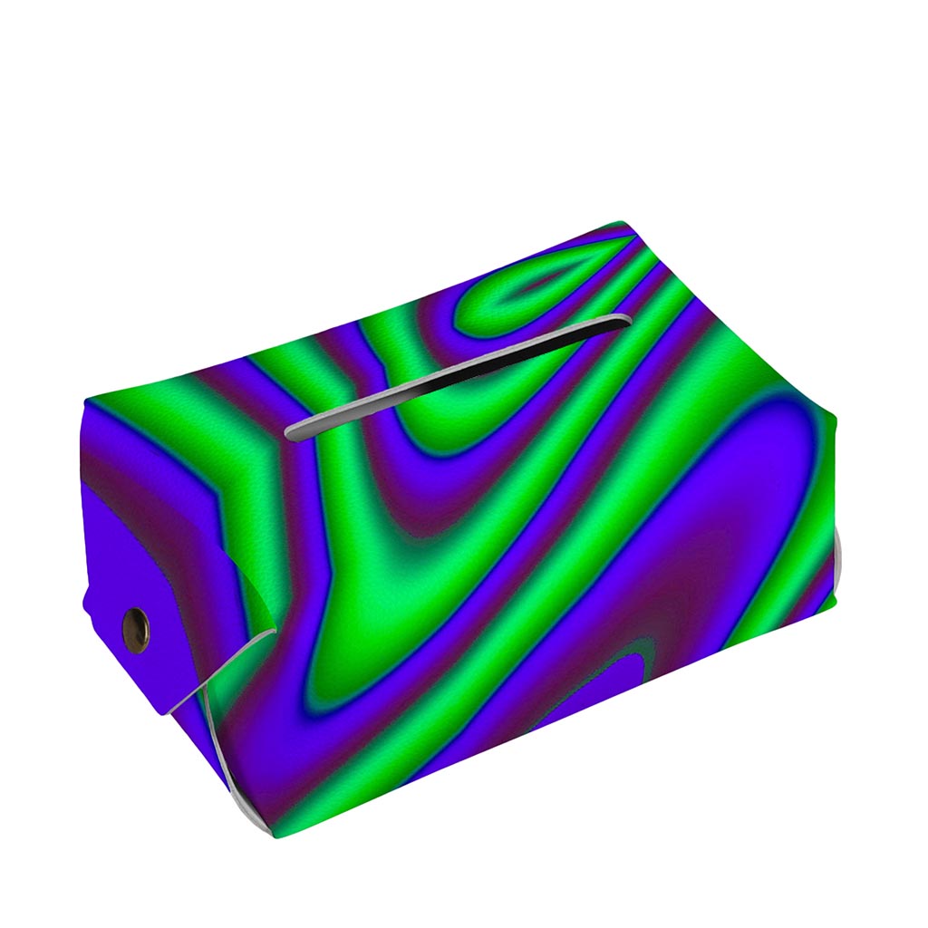 Purple Green Psychedelic Trippy Print Rectangle Tissue Box Cover