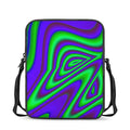 Purple Green Psychedelic Trippy Print Rectangular Crossbody Bag