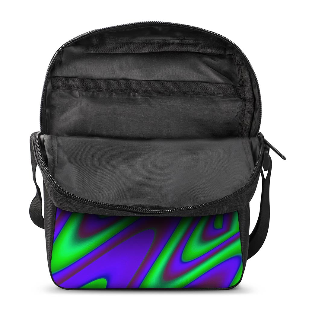 Purple Green Psychedelic Trippy Print Rectangular Crossbody Bag