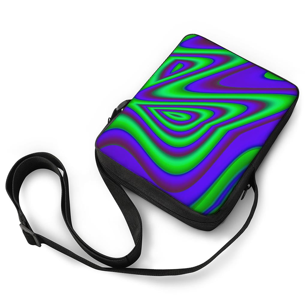 Purple Green Psychedelic Trippy Print Rectangular Crossbody Bag