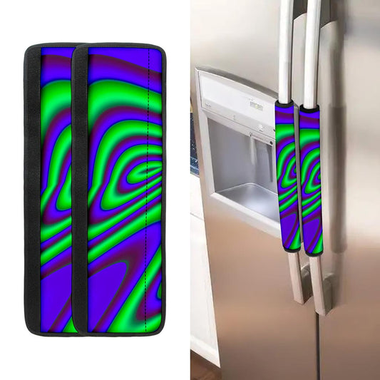 Purple Green Psychedelic Trippy Print Refrigerator Handle Covers