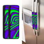 Purple Green Psychedelic Trippy Print Refrigerator Handle Covers