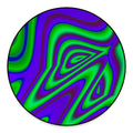 Purple Green Psychedelic Trippy Print Round Floor Mat