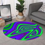 Purple Green Psychedelic Trippy Print Round Rug