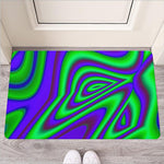 Purple Green Psychedelic Trippy Print Rubber Doormat