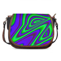 Purple Green Psychedelic Trippy Print Saddle Bag