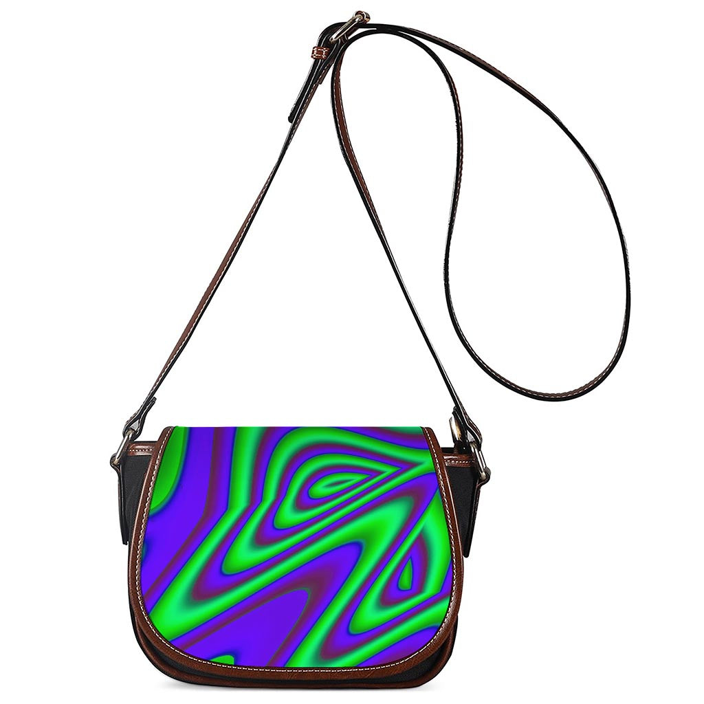 Purple Green Psychedelic Trippy Print Saddle Bag