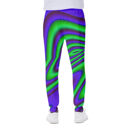 Purple Green Psychedelic Trippy Print Scuba Joggers