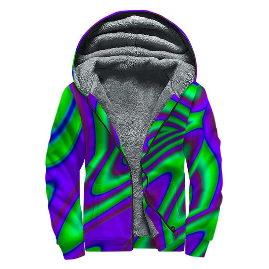 Purple Green Psychedelic Trippy Print Sherpa Lined Zip Up Hoodie