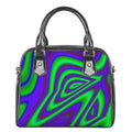 Purple Green Psychedelic Trippy Print Shoulder Handbag