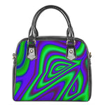 Purple Green Psychedelic Trippy Print Shoulder Handbag