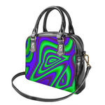 Purple Green Psychedelic Trippy Print Shoulder Handbag