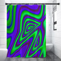 Purple Green Psychedelic Trippy Print Shower Curtain