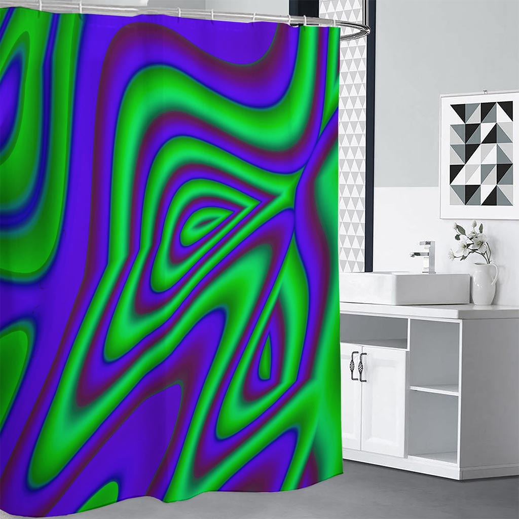 Purple Green Psychedelic Trippy Print Shower Curtain