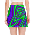 Purple Green Psychedelic Trippy Print Side Slit Mini Skirt