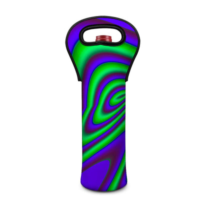 Purple Green Psychedelic Trippy Print Single Neoprene Wine Tote