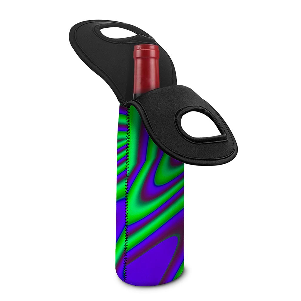 Purple Green Psychedelic Trippy Print Single Neoprene Wine Tote