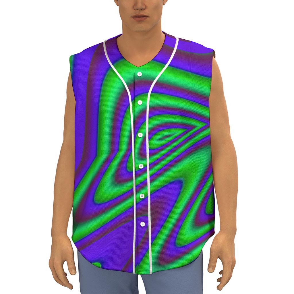 Purple Green Psychedelic Trippy Print Sleeveless Baseball Jersey