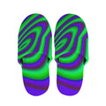 Purple Green Psychedelic Trippy Print Slippers