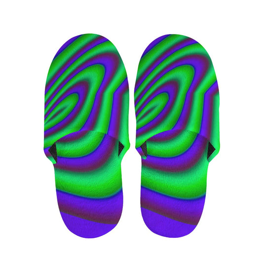 Purple Green Psychedelic Trippy Print Slippers
