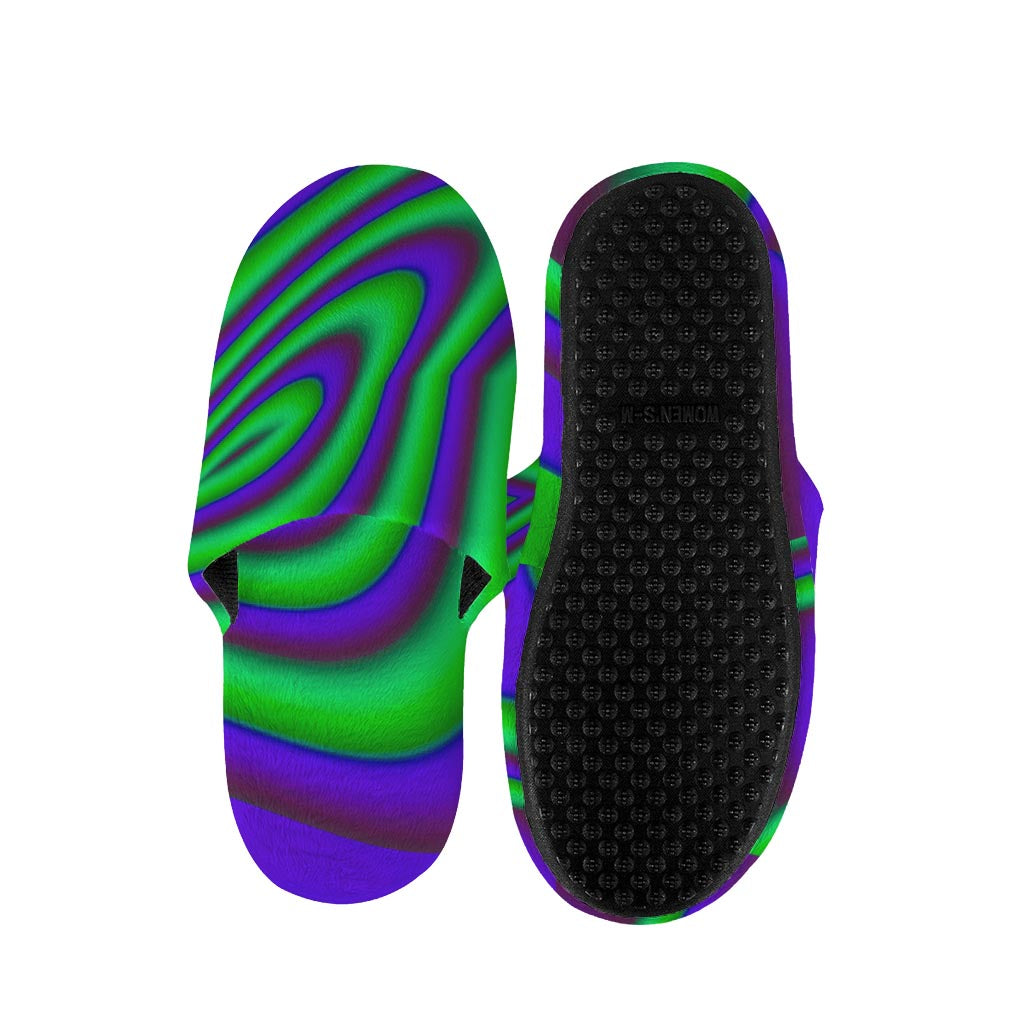 Purple Green Psychedelic Trippy Print Slippers