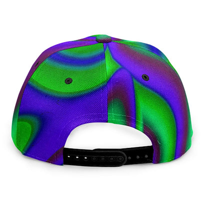 Purple Green Psychedelic Trippy Print Snapback Cap