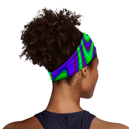 Purple Green Psychedelic Trippy Print Sports Headband