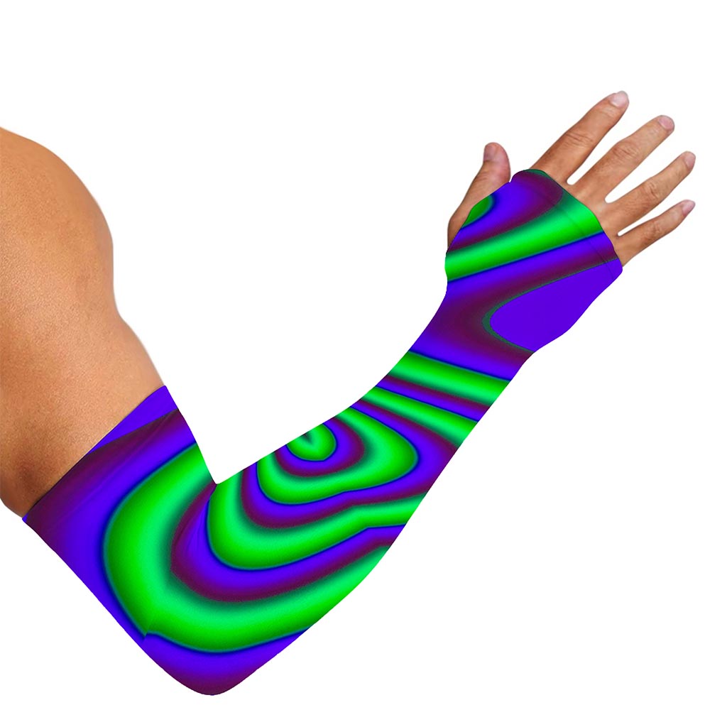 Purple Green Psychedelic Trippy Print Sun Protection Arm Sleeves