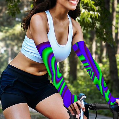 Purple Green Psychedelic Trippy Print Sun Protection Arm Sleeves