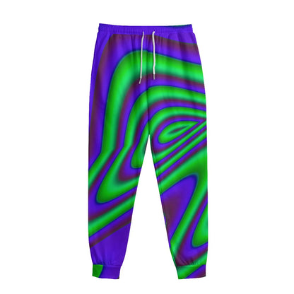 Purple Green Psychedelic Trippy Print Sweatpants